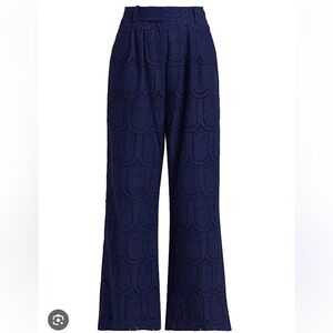Farm Rio blue Pineapple eyelet wide leg pants NWOT